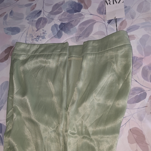 Zara Sage Green Wide Leg Dress Pants - Picture 2 of 7